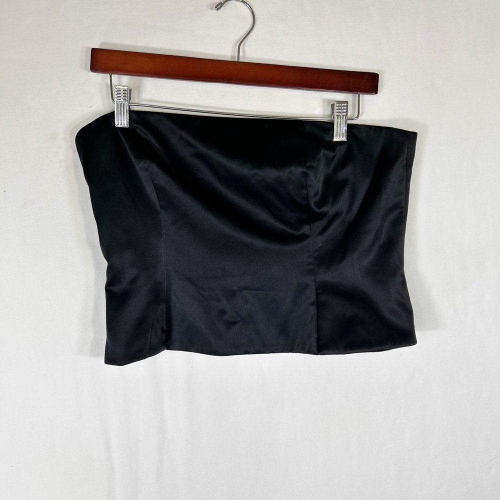 Kay Unger New York Black 100% Silk Satin Strapless Tube Top Size 12 Old Money